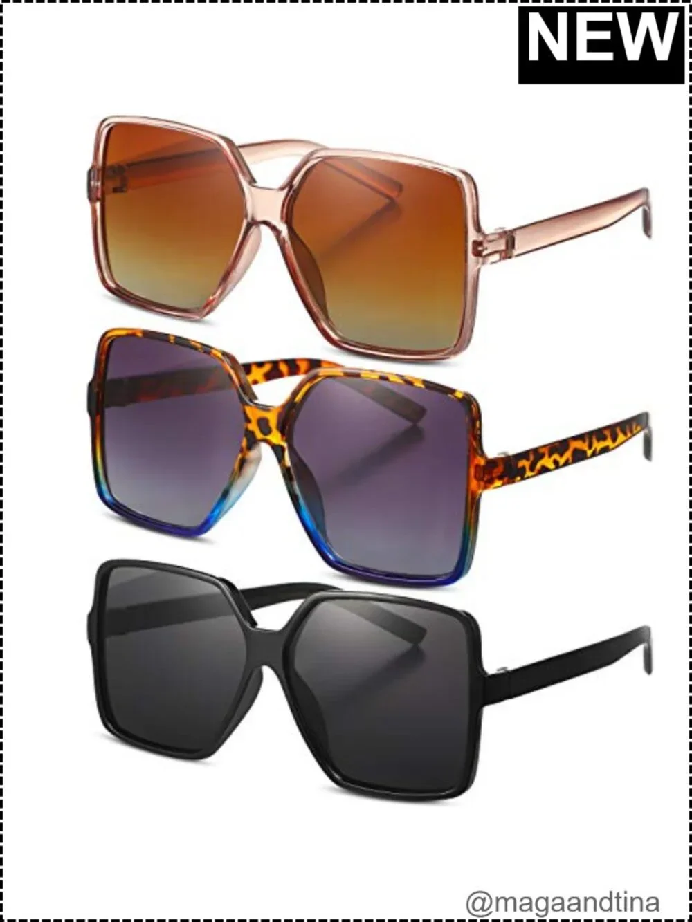 Vintage Oversized Square Sunglasses for Women with UV Protection